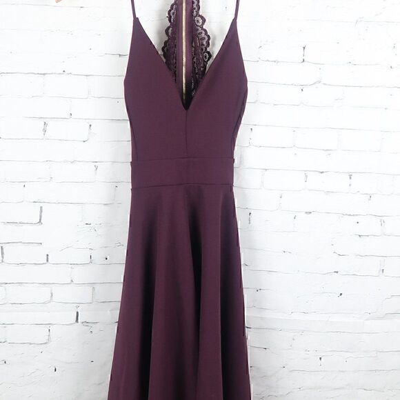 WINDSOR PLUM PURPLE V NECK SPAGHETTI STRAP HIGH LOW EVENT DRESS SIZE SMALL - Picture 7 of 12